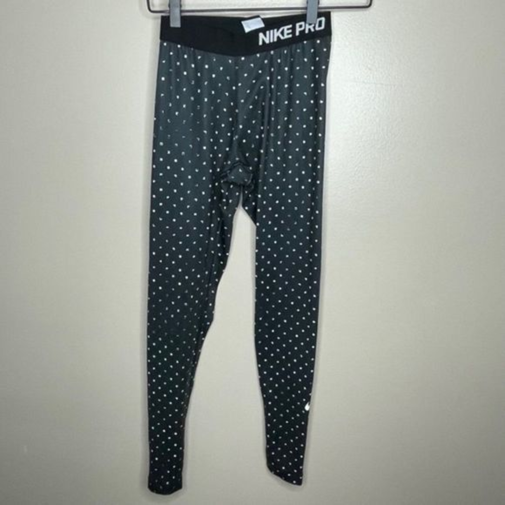 Nike Pro Black Gray Geometric Full Length Leggings